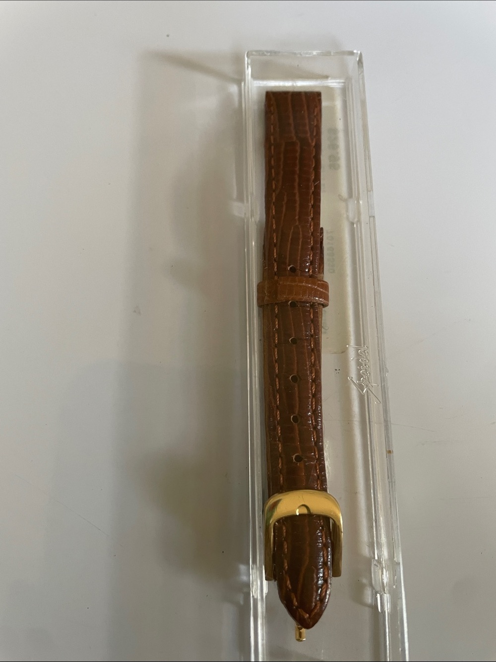 Speidel Brown Croc-Pattern Leather Watch Strap with Gold Buckle